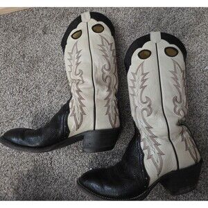 Men's Black and Cream Western Cowboy Boots
